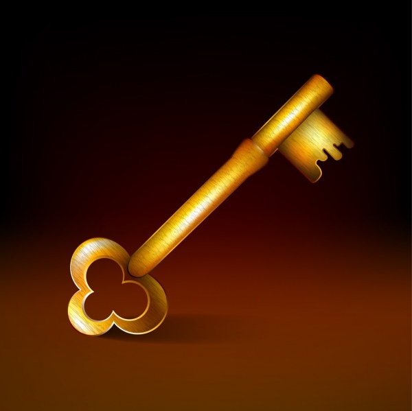 golden key icon shiny design