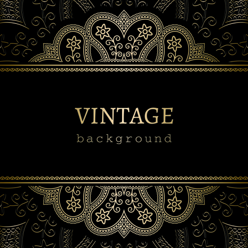 golden lace vintage background vector 