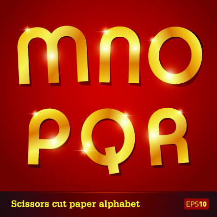 golden paper alphabet vector art