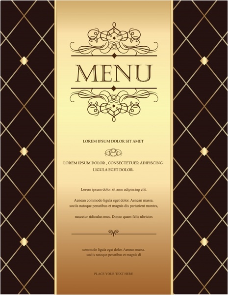 menu cover template elegant luxury brown golden decor