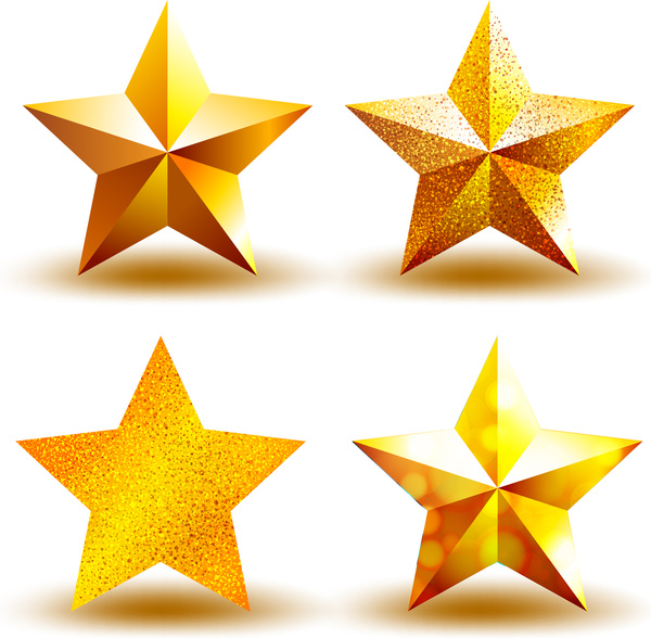 golden star icons set 