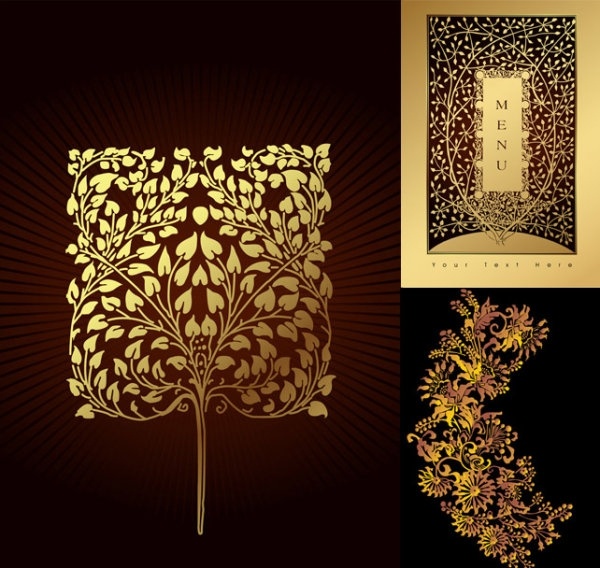 golden tree pattern vector