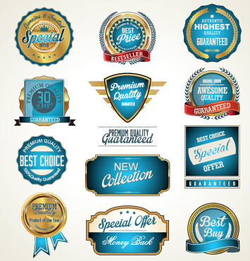 golden with blue labels vector 