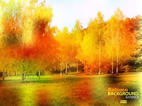 golden yellow autumn nature landscape vector