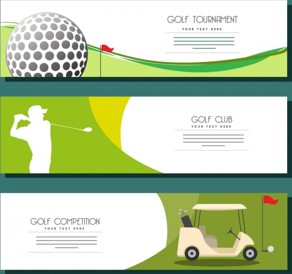 golf advertisement sets horizontal design various symbols decor
