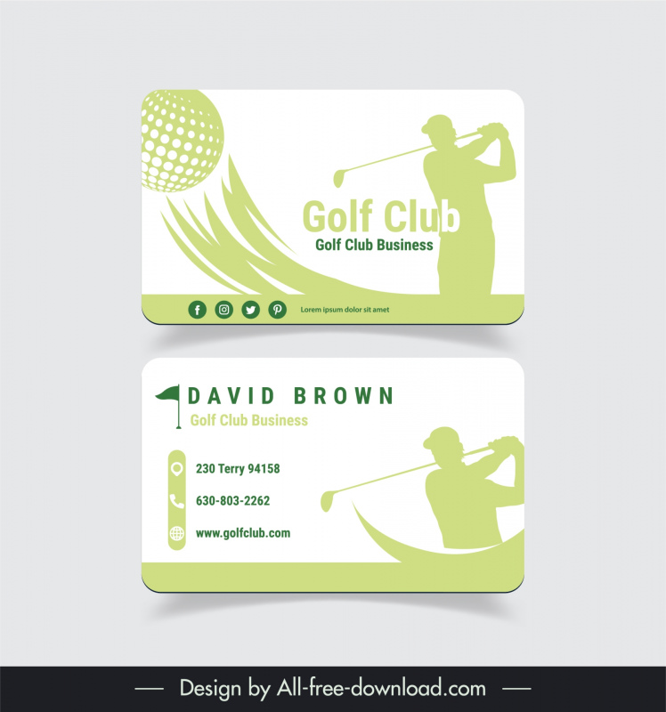 golf club business card template dynamic silhouette golfer