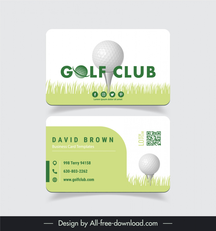 golf club business card template flat elegant ball grass