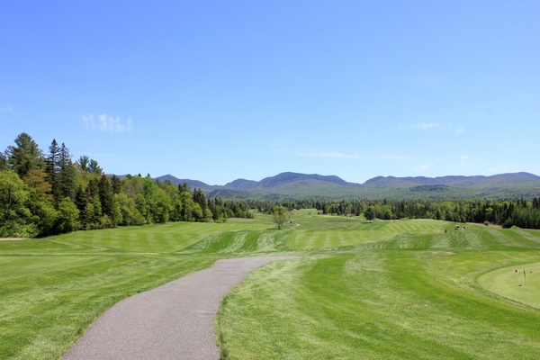 golf course view in the adirondack mountains new york 