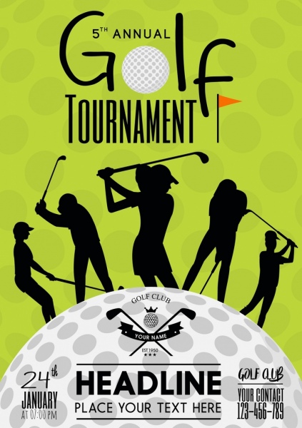 golft tournament poster green design players silhouette