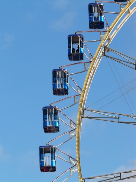 gondolas ferris wheel blue