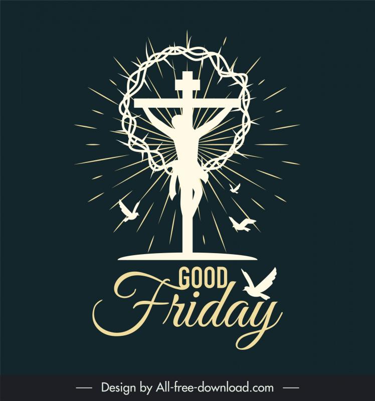 good friday banner template contrast silhouette doves jesus rays 