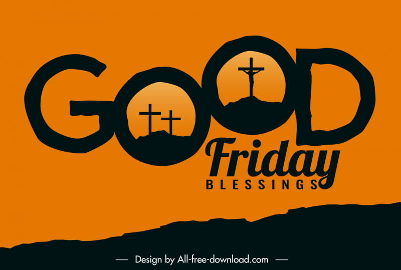 good friday blessings banner template dark silhouette cemetery texts sketch