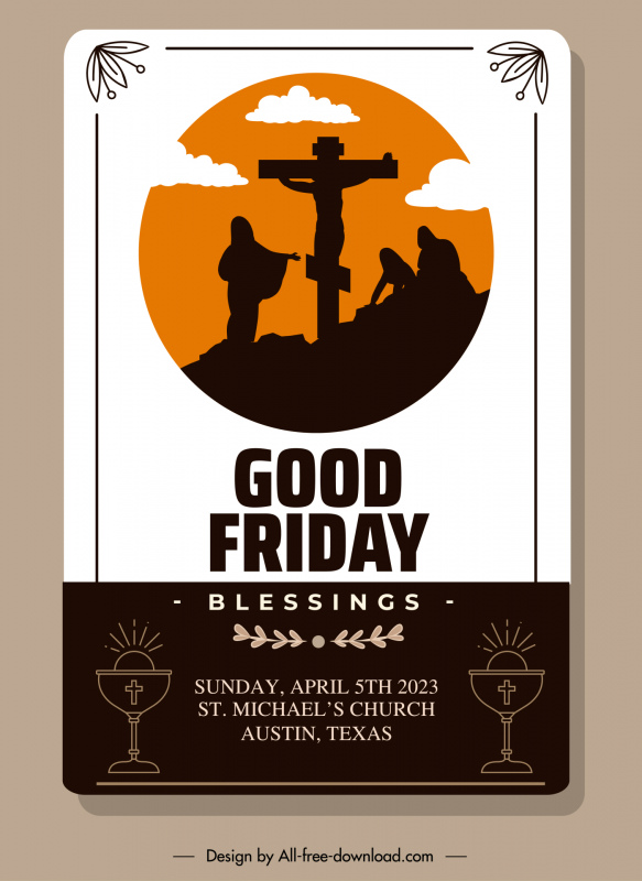 good friday poster template flat classic silhouette