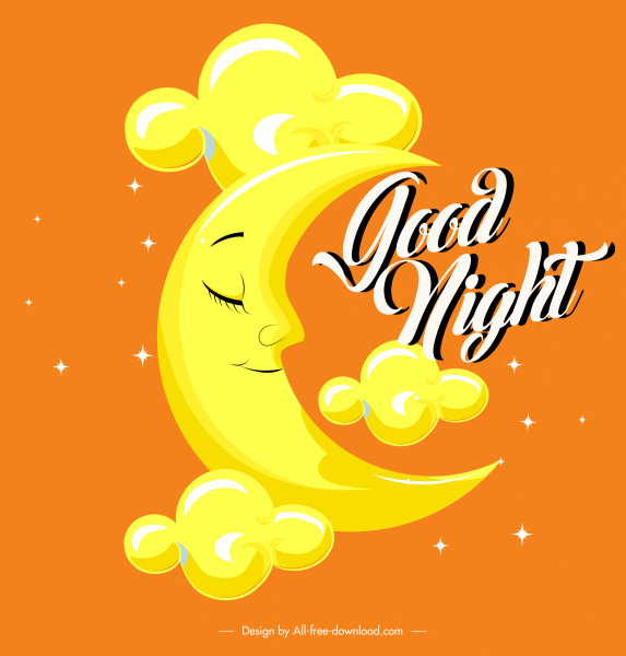good night banner stylized crescent moon decor