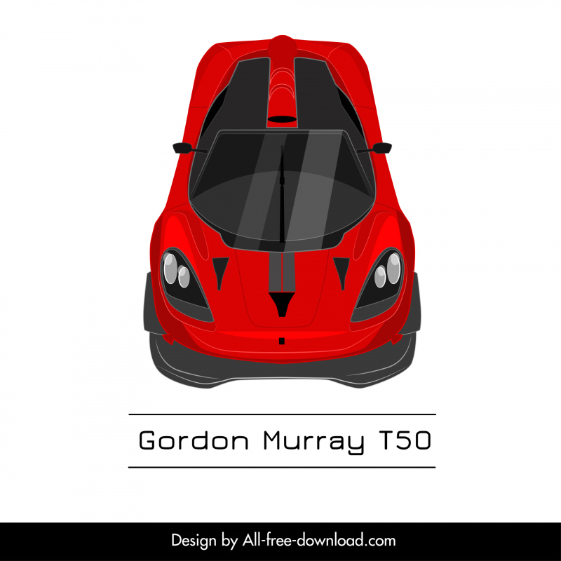 gordon murray t50 car model icon front top view sketch symmetric design 