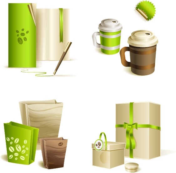bag cup gift cover templates 3d green modern