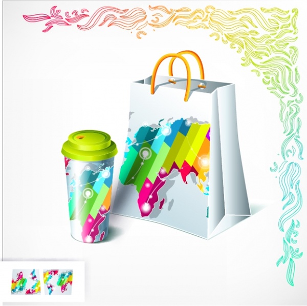 cup bag cover templates modern shiny colorful decor