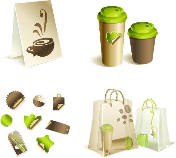 coffee package design elements modern colored 3d sketch