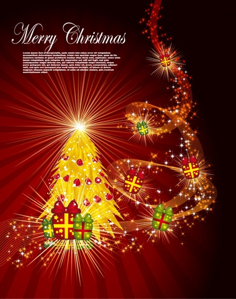 christmas banner sparkling dynamic lights fir tree sketch