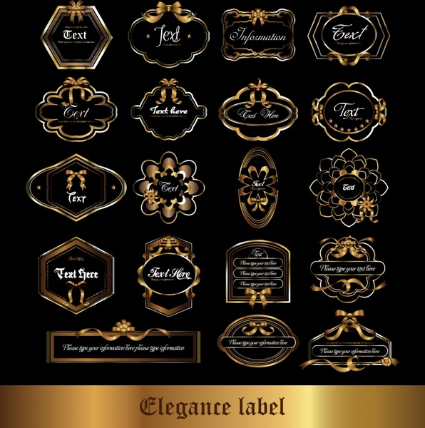 decorative labels templates elegant black shapes sketch