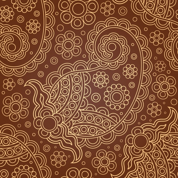 traditional abstract pattern flat brown circles curves sketch