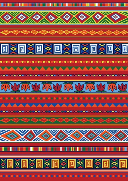 ethnic pattern template colorful flat horizontal symmetric shapes