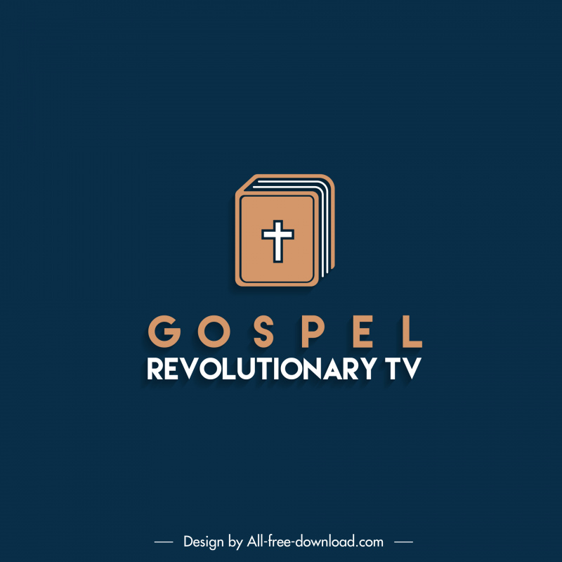 gospel revolutionary tv logo template elegant bible book sketch classical design 