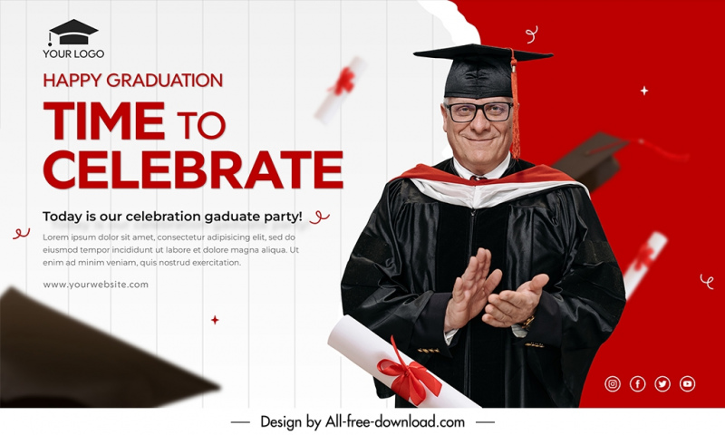 graduation banner template dynamic professor university elements