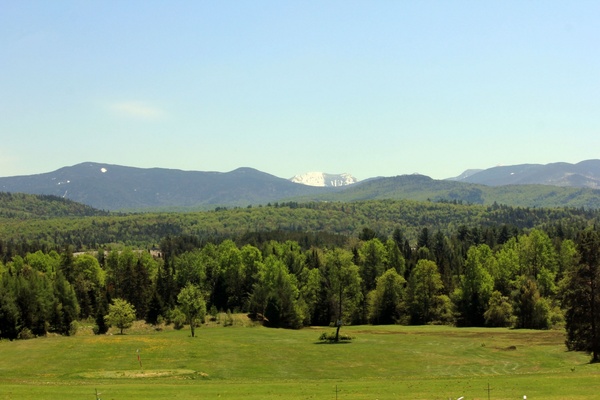 grand view from the golf course in adirondack mountains new york