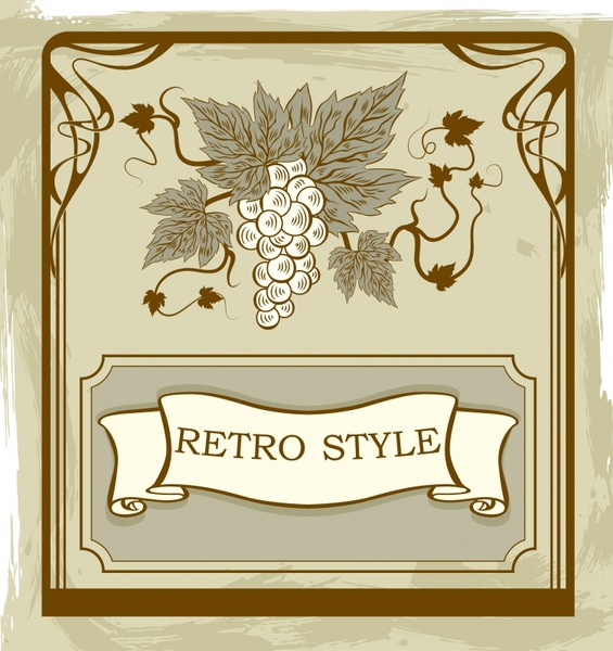 grape wine background handdrawn retro design