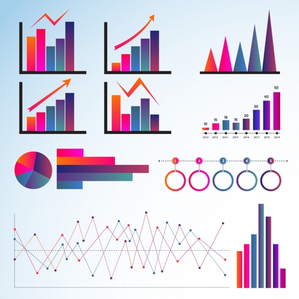 graph templates collection multicolored flat shapes