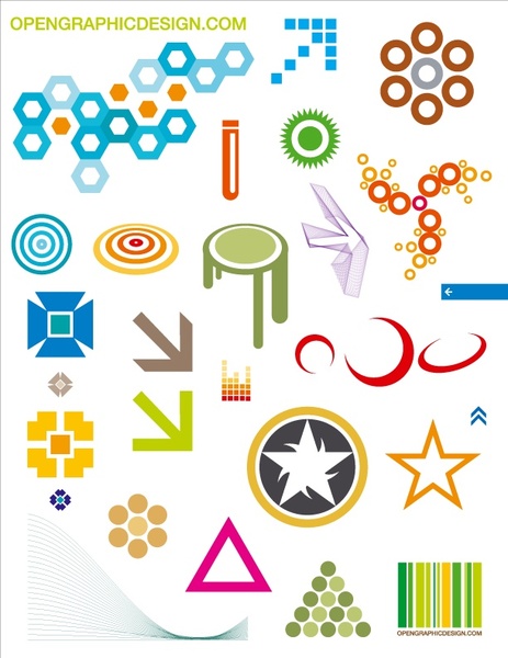 graphic design icons collection various colored symbol elements