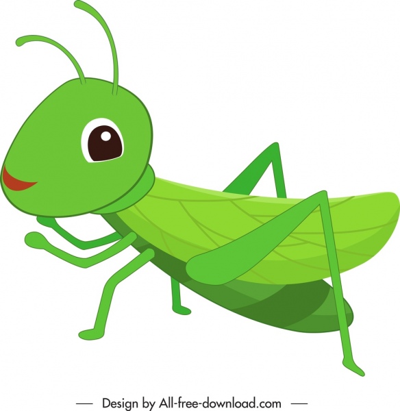 grasshopper bug icon green decor cartoon character sketch