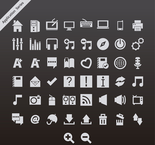 gray application series vector icons