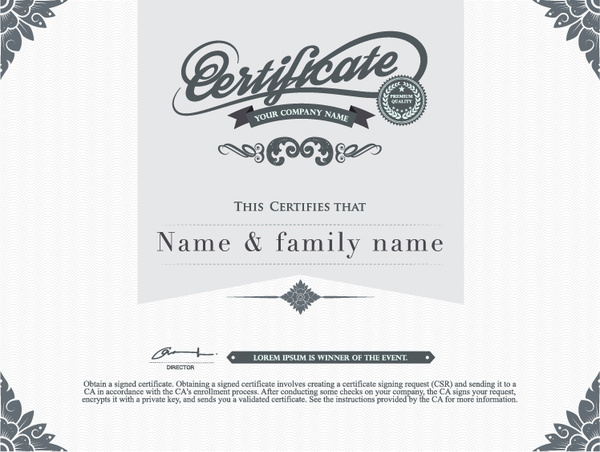 gray style certificate and diploma template vector