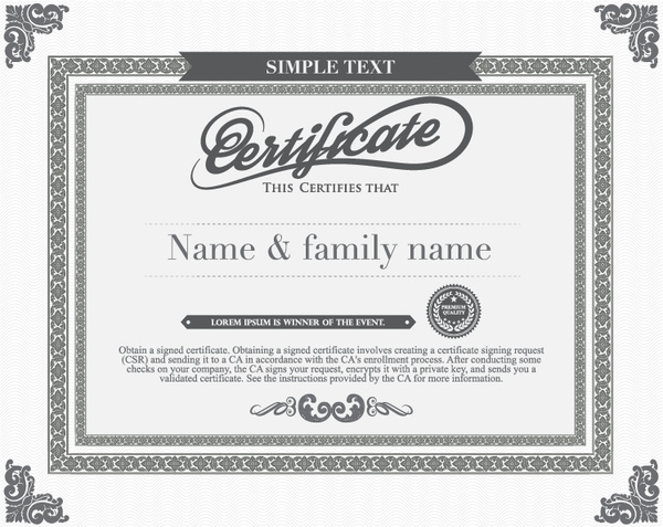 gray style certificate and diploma template vector