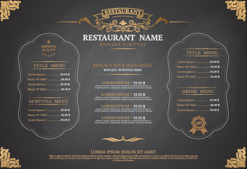 gray style restaurant menu design vector