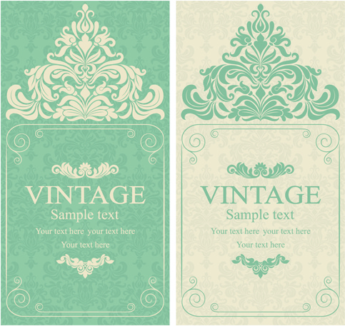 gray vintage style floral invitations cards vector 