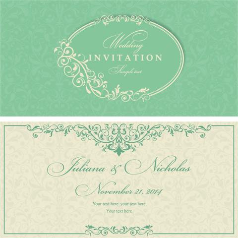 gray vintage style floral invitations cards vector 