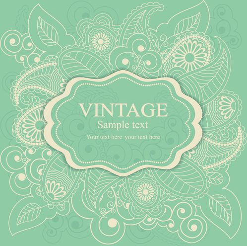 gray vintage style floral invitations cards vector