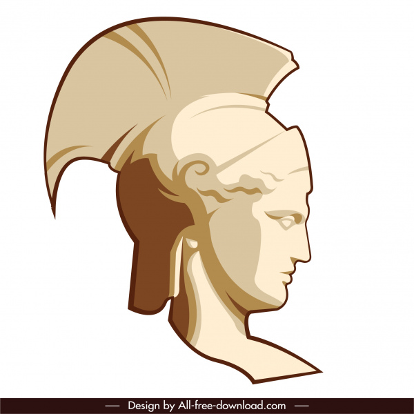 greek design element knight portrait statue sketch