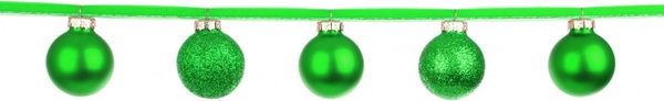 green baubles on a ribbon