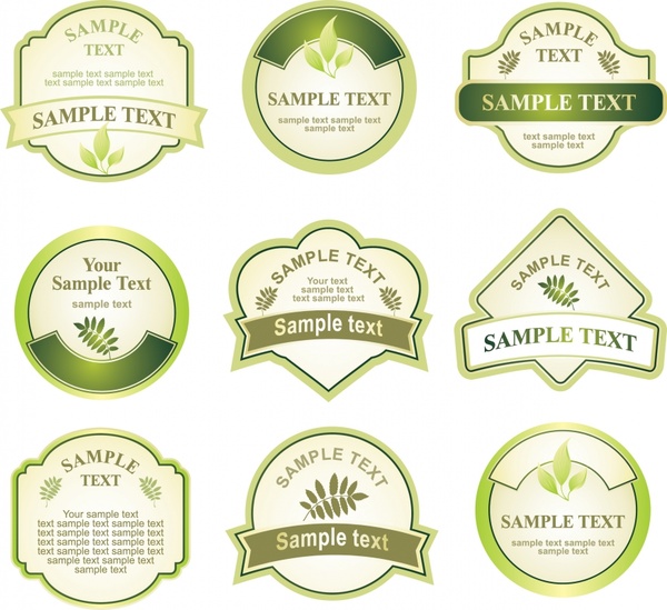 labels templates modern flat green shapes design