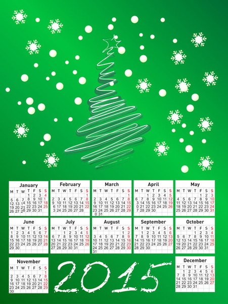 green christmas style15 calendar vector
