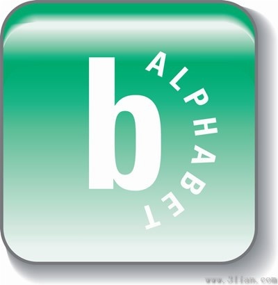 green crystal b alphabet icons vector