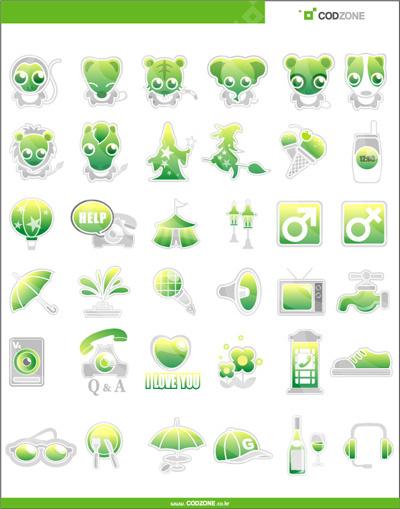 green cute icon vector