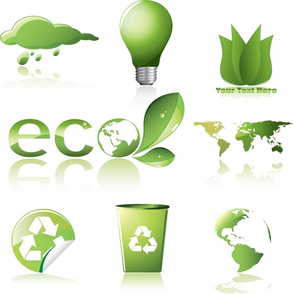 ecology design elements modern green symbols decor