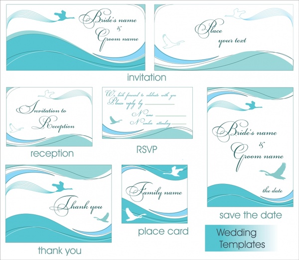 card templates blue white design classical curves ornament