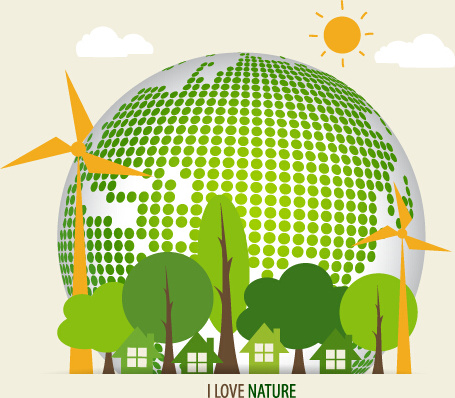 green ecology earth poster design vector