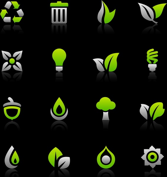 eco design elements green flat shapes